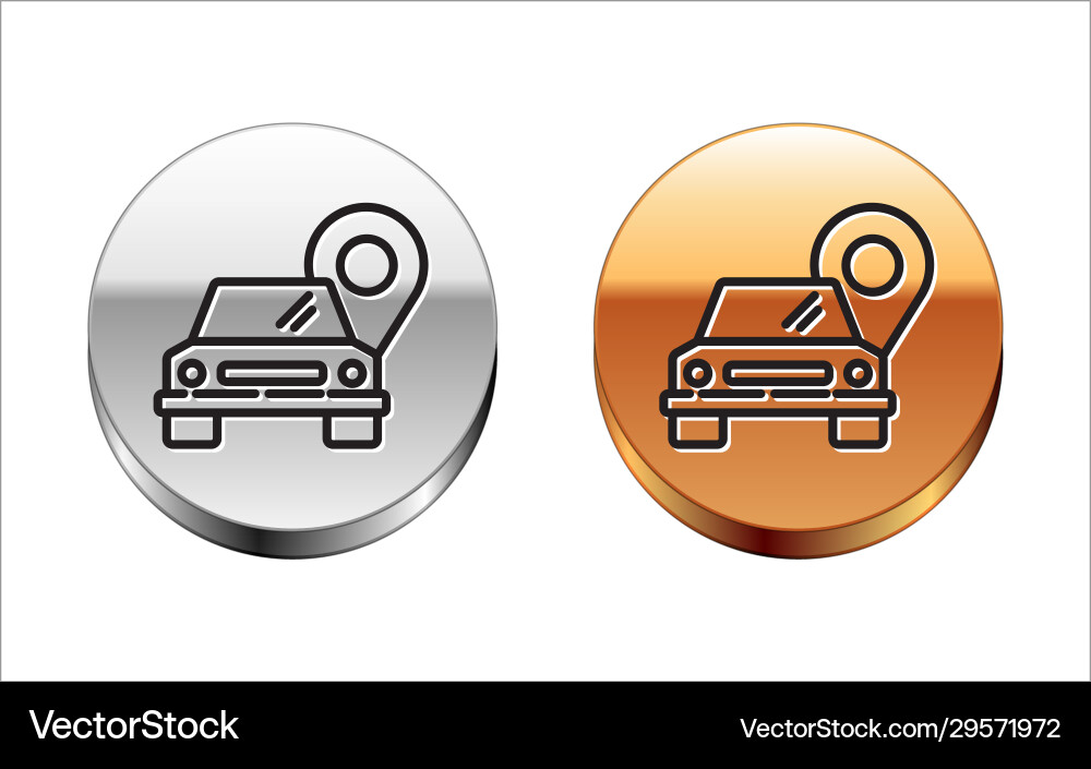 Black line map pointer with taxi icon isolated Black line map pointer with taxi icon isolated vector image