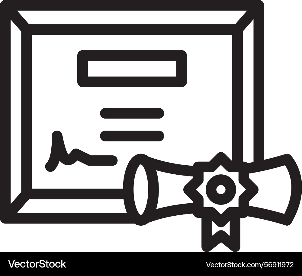 Certificate linear style icon design Vector Image