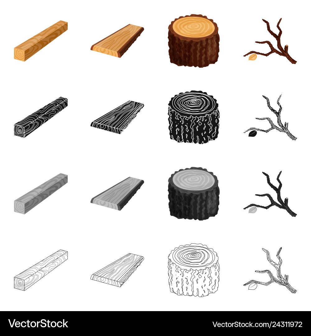 Design of tree and raw icon set Vector Image
