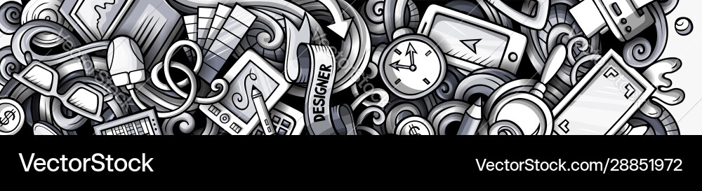 Designer hand drawn doodle banner cartoon Designer hand drawn doodle banner cartoon vector image