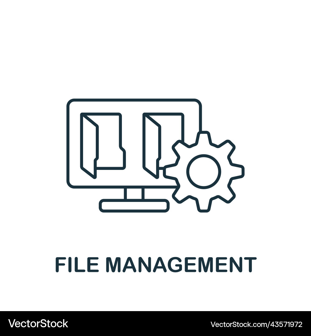 File management icon monochrome simple line data File management icon monochrome simple line data vector image
