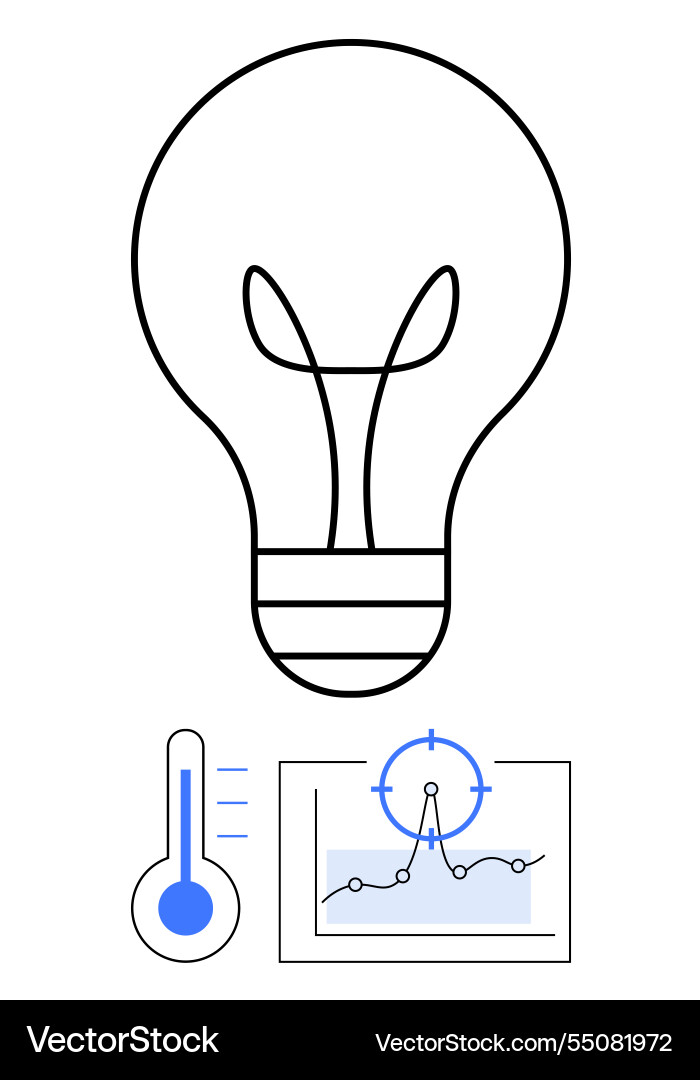 Lightbulb with data analytics thermometer Lightbulb with data analytics thermometer vector image