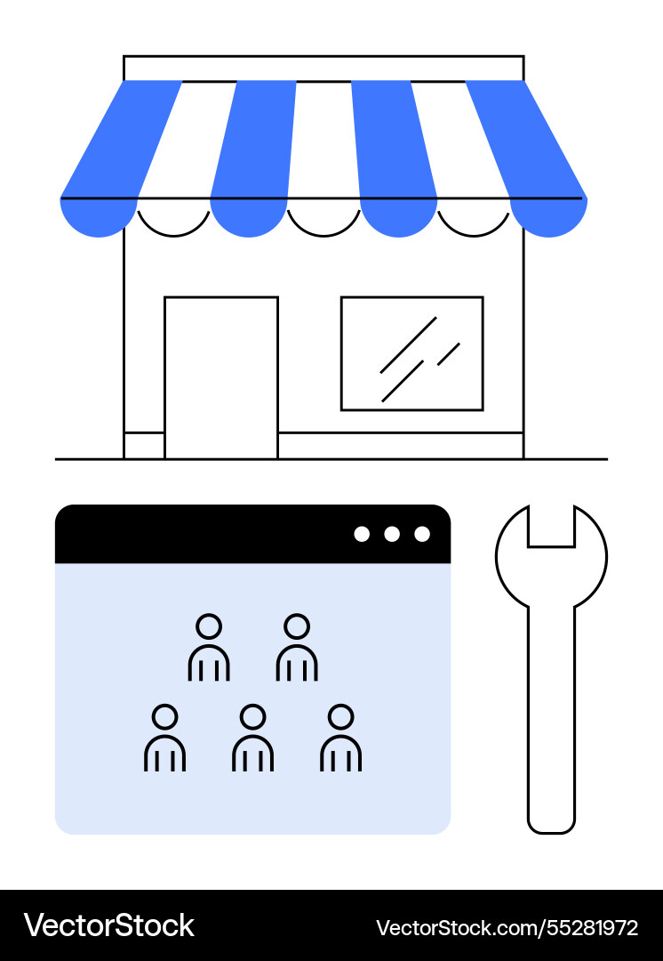 Local storefront user management interface vector image