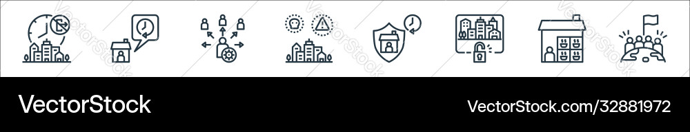 Lockdown line icons linear set quality Lockdown line icons linear set quality vector image