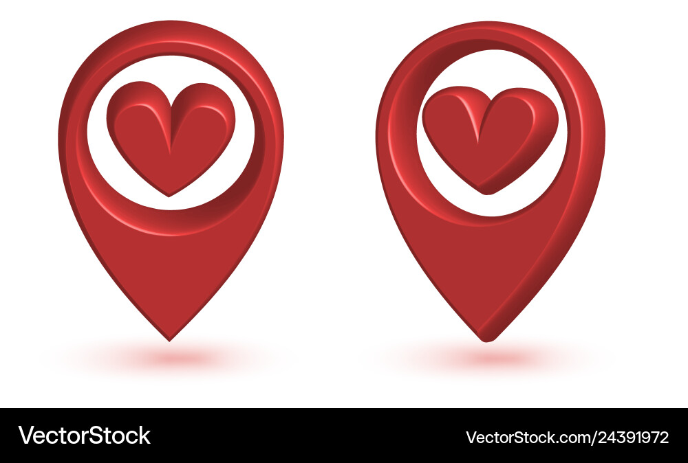 Map pointer with heart icon Map pointer with heart icon Vector Image