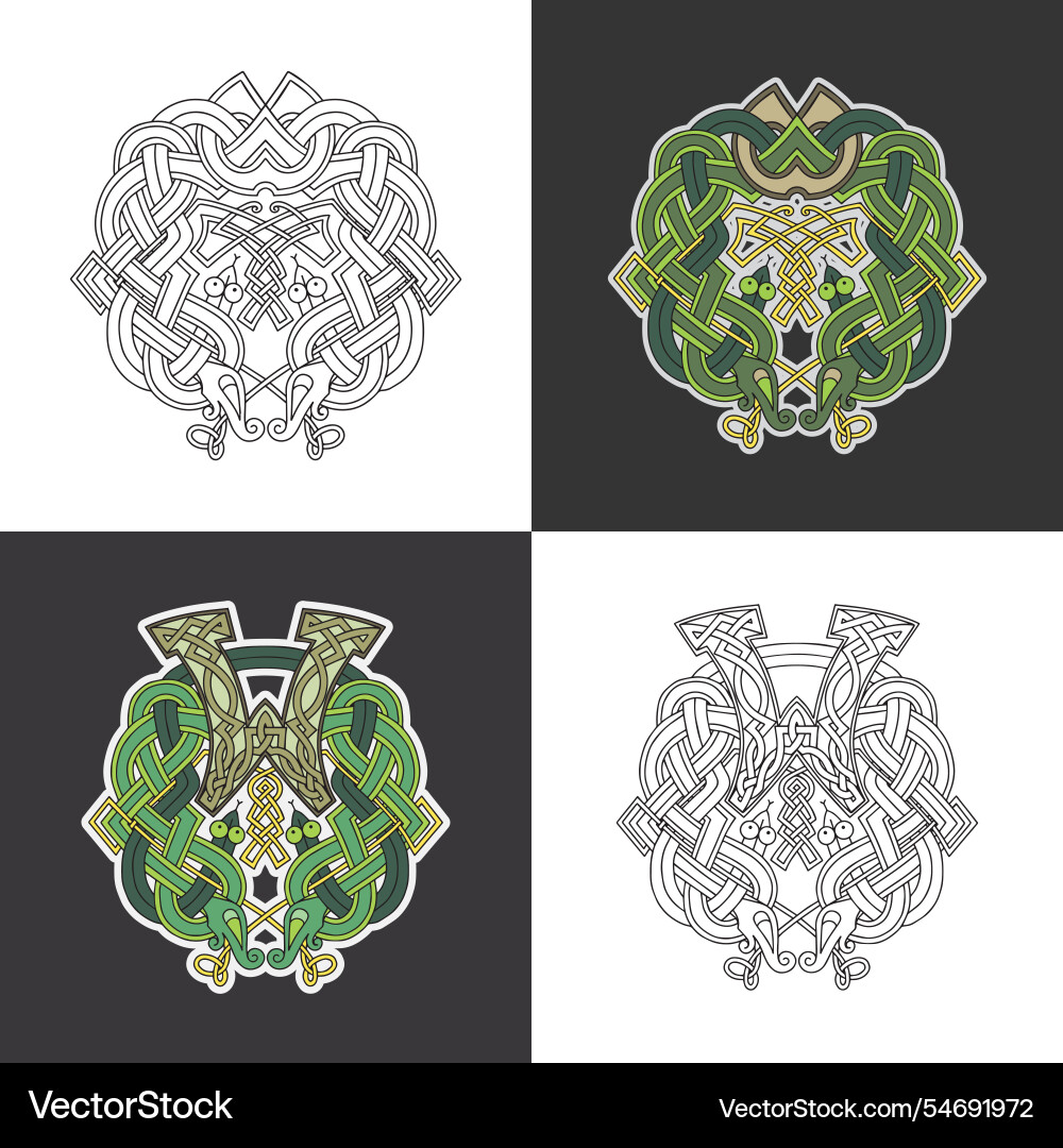 Monogram in the celtic style with a snake Vector Image