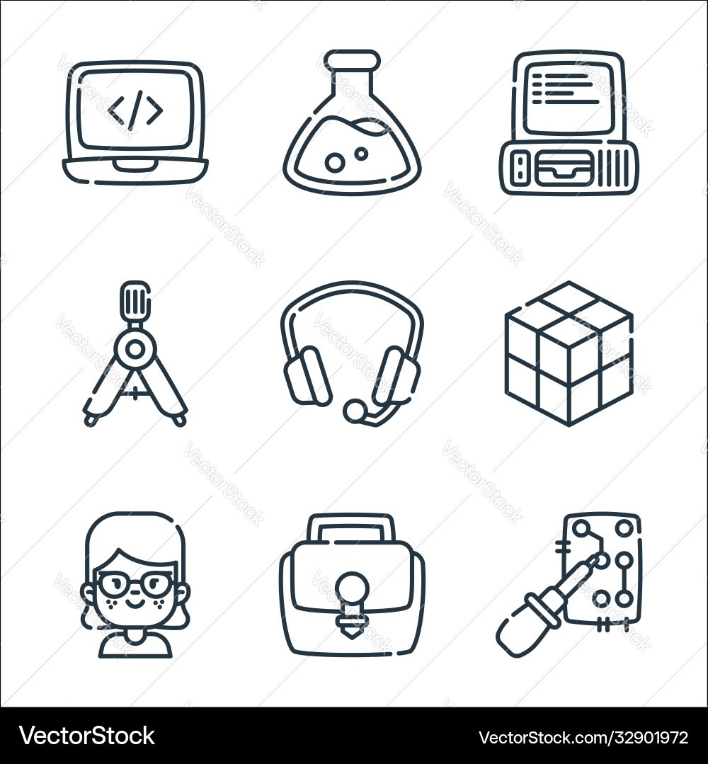Nerd line icons linear set quality Nerd line icons linear set quality vector image