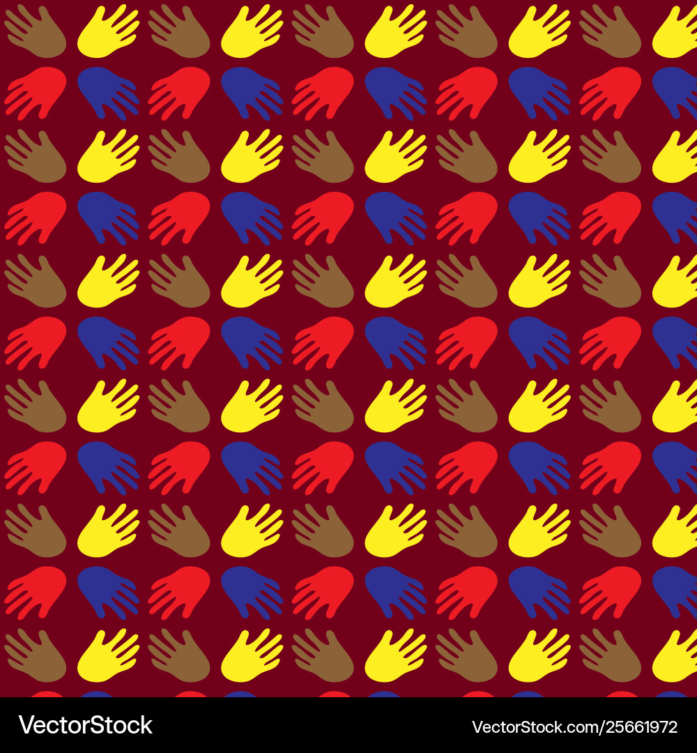 Pattern seamless set handprint flat minimal Vector Image