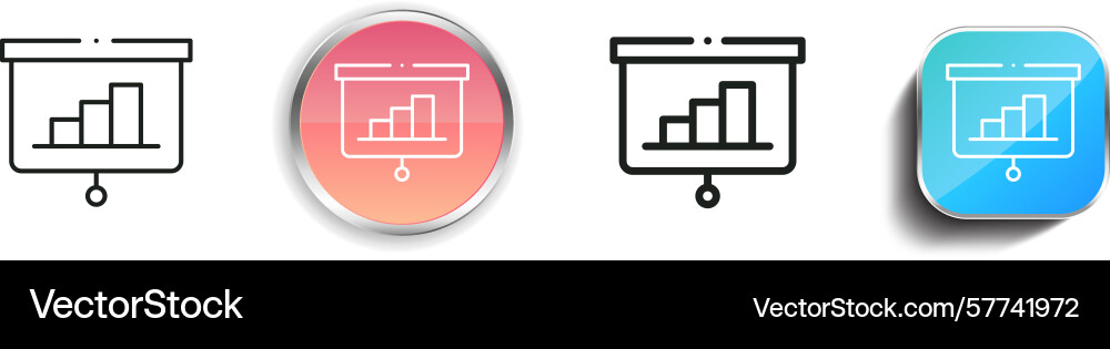 Presentation icon thin linear regular and button Presentation icon thin linear regular and button Vector Image