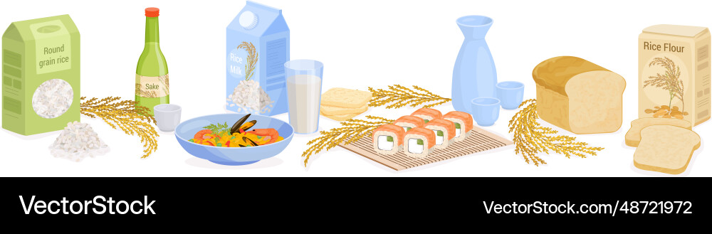 Rice products range composition Rice products range composition vector image