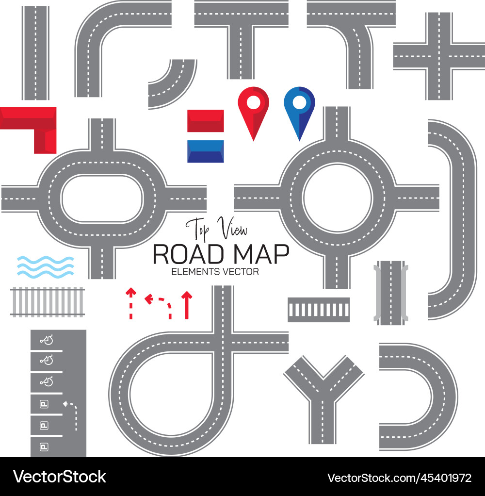 Road map design elements set Vector Image