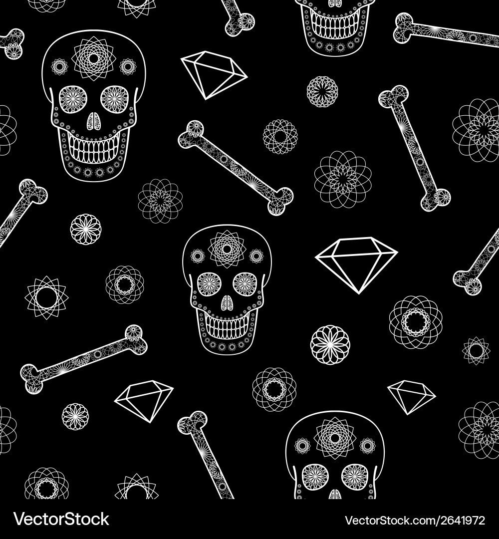 Seamless pattern with skull Vector Image