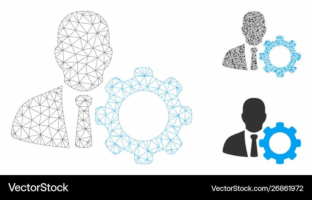 Serviceman mesh 2d model and triangle Serviceman mesh 2d model and triangle vector image