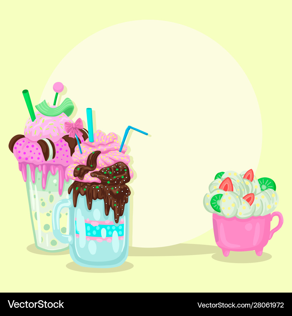 Three different milkshakes objects Three different milkshakes objects Vector Image
