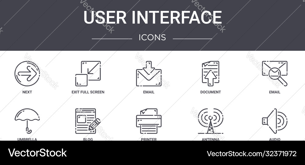 User interface concept line icons set contains User interface concept line icons set contains vector image