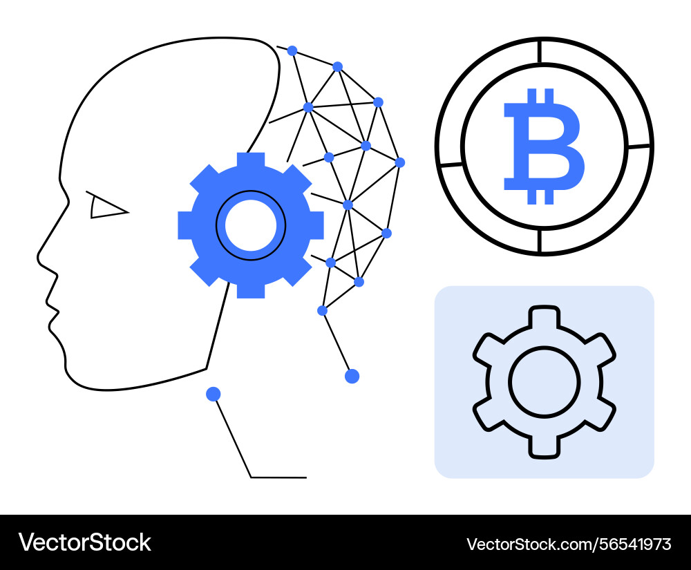 Artificial intelligence and blockchain integration Artificial intelligence and blockchain integration vector image