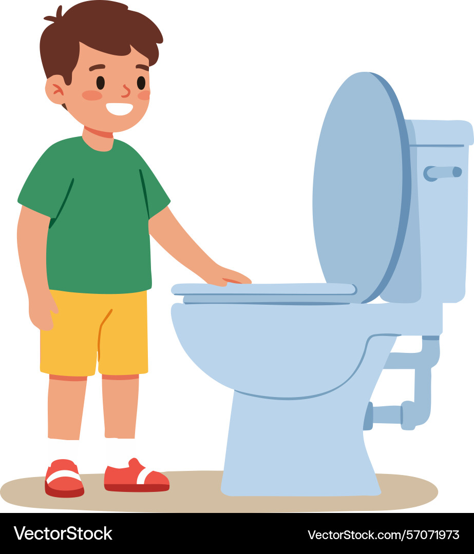 Boy learning to use toilet training potty – Royalty-Free Vector |  VectorStock, image size:923x1080