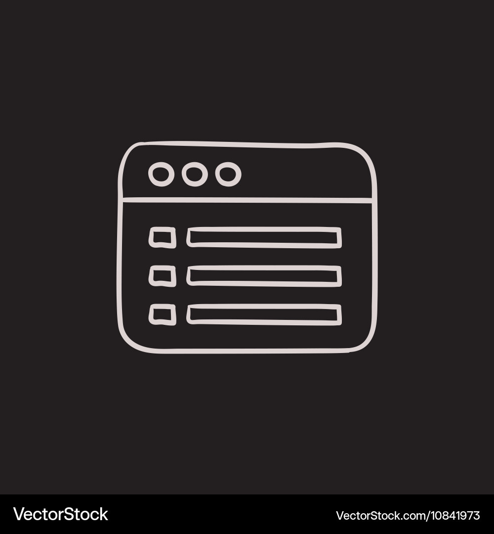 Browser window with folder contents sketch icon vector image