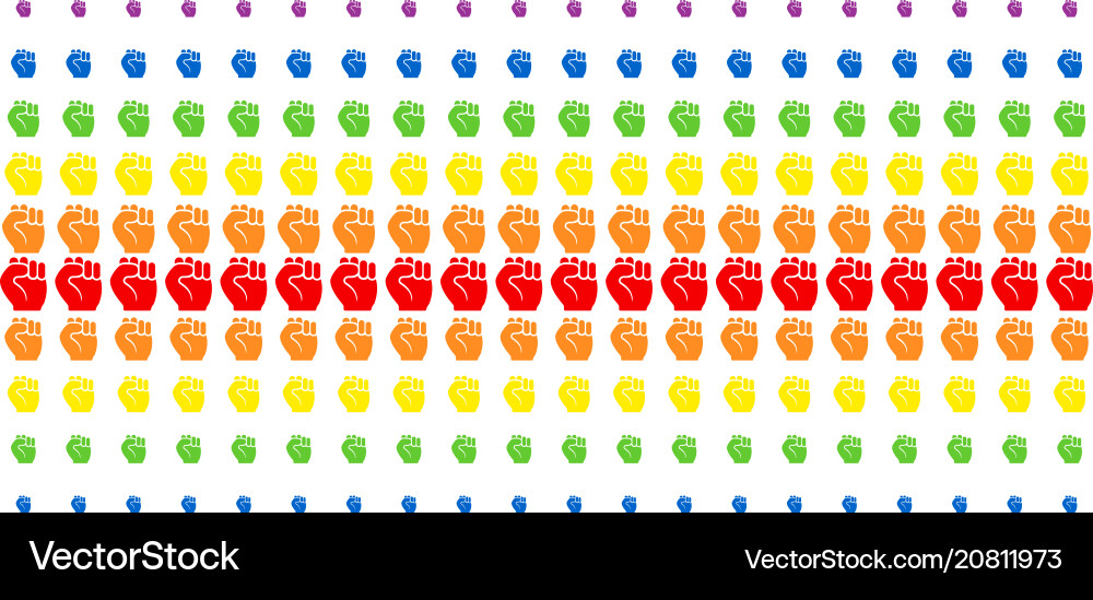 Fist shape halftone spectral pattern Fist shape halftone spectral pattern vector image