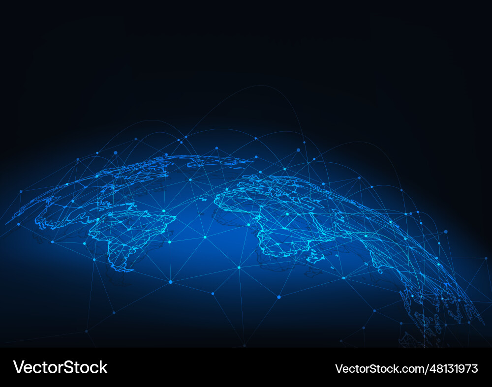 Global network connection world map point Global network connection world map point vector image