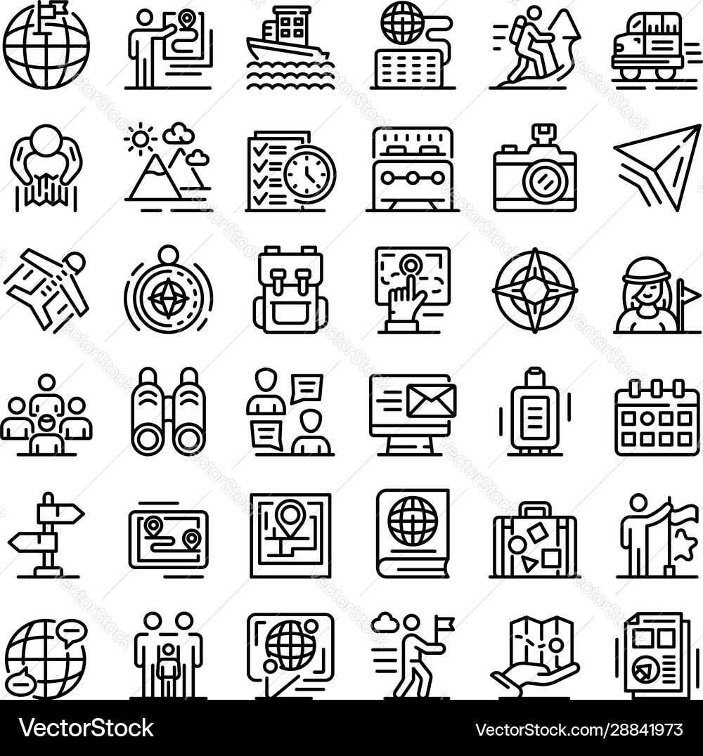 Guide icons set outline style Guide icons set outline style vector image