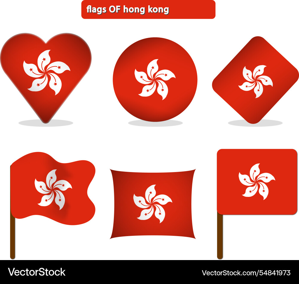 Hong kong flags on many objects Hong kong flags on many objects Vector Image