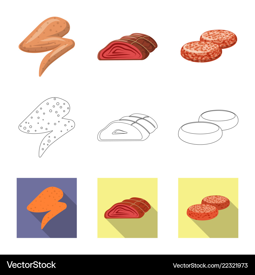 Isolated object of meat and ham symbol set Isolated object of meat and ham symbol set vector image