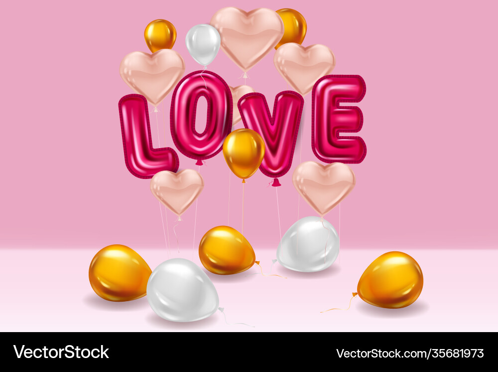 Liebe rotes Helium metallische glänzende Ballons realistisch Liebe rotes Helium metallische glänzende Ballons realistisch vektorbild