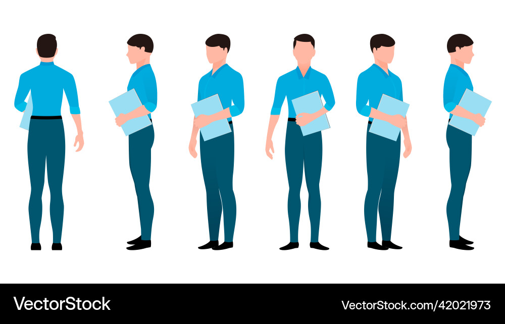 Man with office document flat character created Man with office document flat character created Vector Image