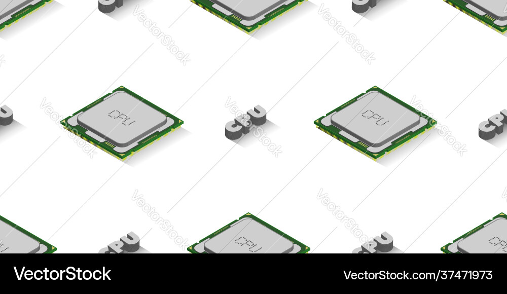Nahtloses Muster 3d Computerprozessor versetzt vektorbild