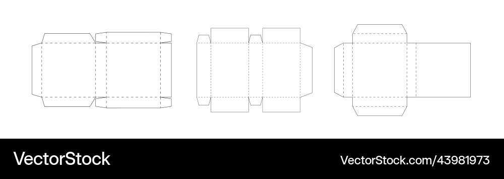 Package box template set dotted lines scheme Package box template set dotted lines scheme vector image
