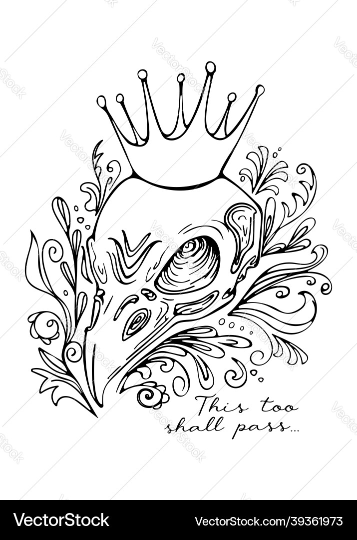 Raven Skull in Crown Vector Image