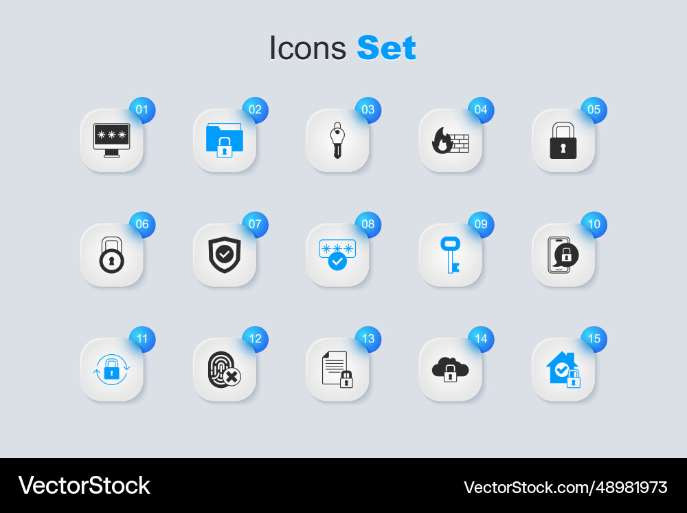 Set cloud computing lock shield with check mark Set cloud computing lock shield with check mark vector image