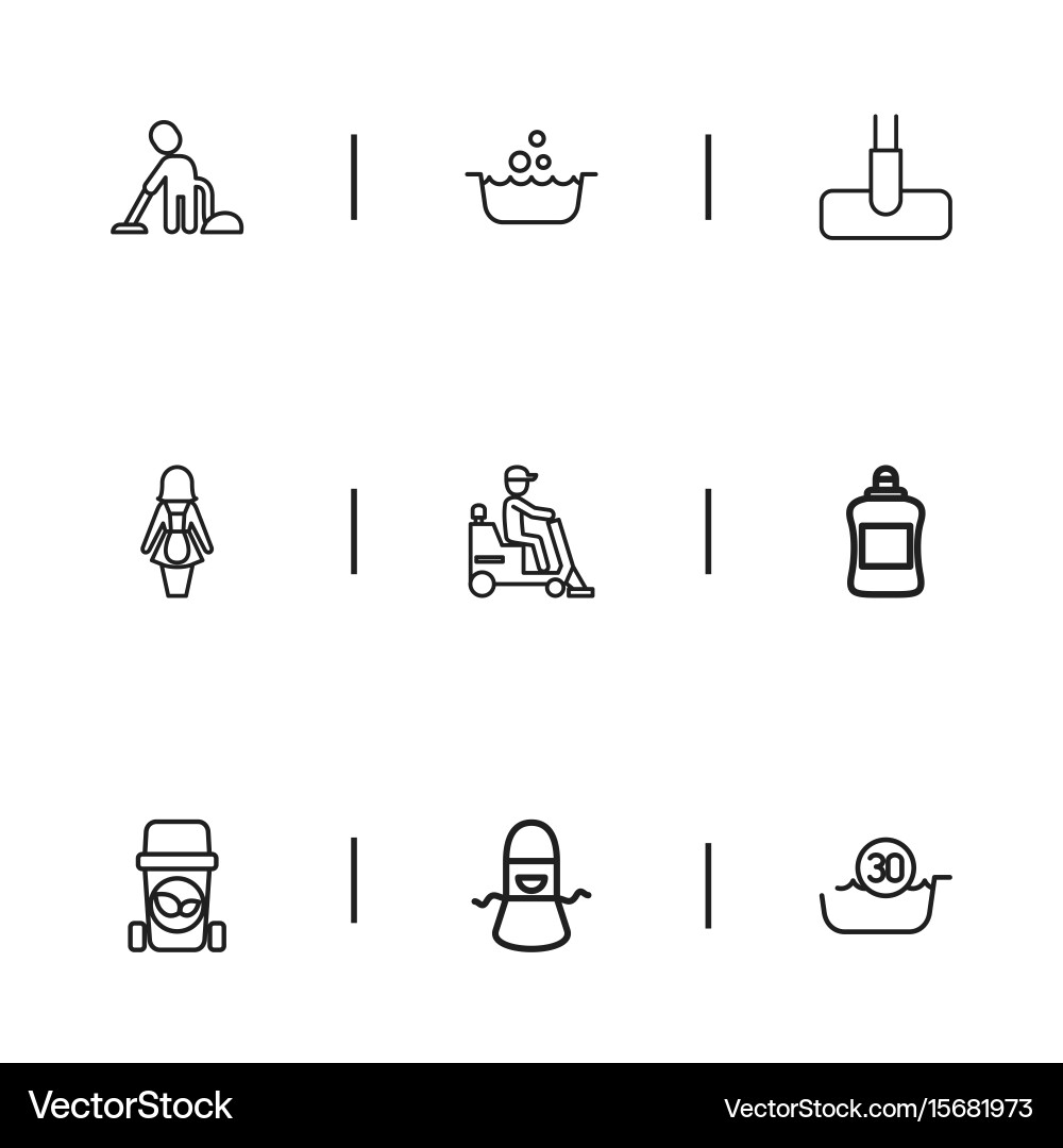 Set of 9 editable cleanup icons includes symbols vector image