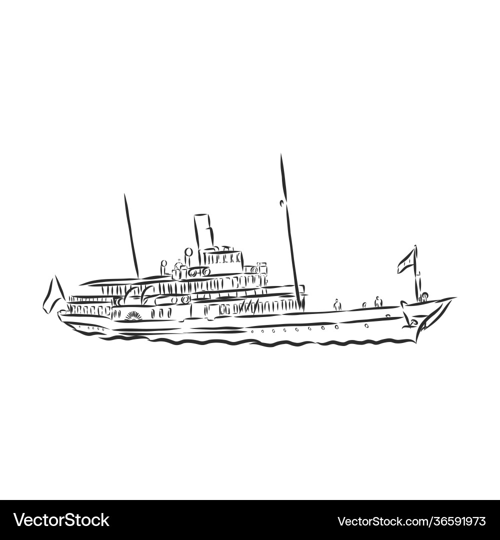 Ship steamboat steamship doodle style sketch Ship steamboat steamship doodle style sketch vector image