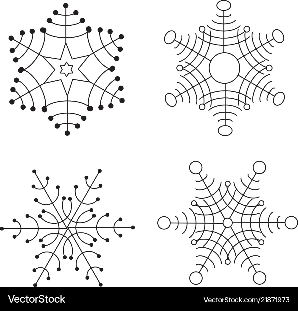 Snowflake thin line icon collection Snowflake thin line icon collection vector image