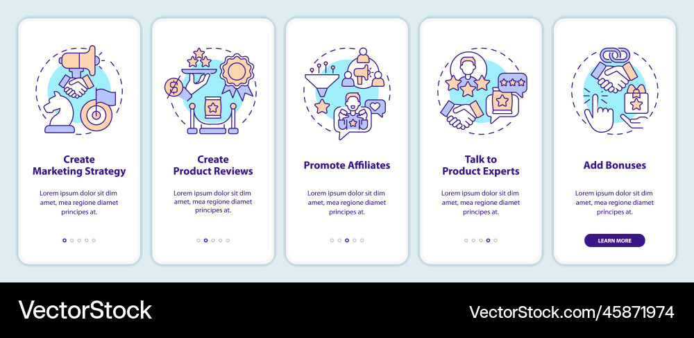Begin affiliate program onboarding mobile app Begin affiliate program onboarding mobile app vector image
