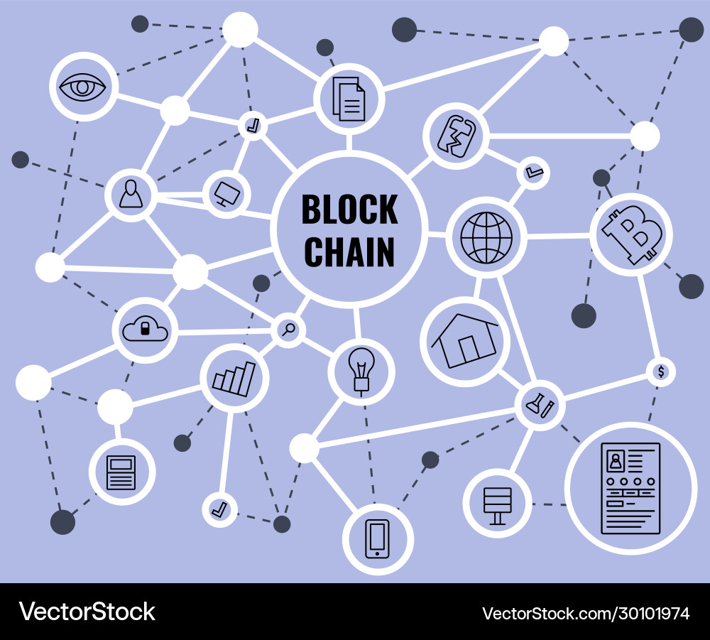 Blockchain network concept distributed cloud Blockchain network concept distributed cloud vector image
