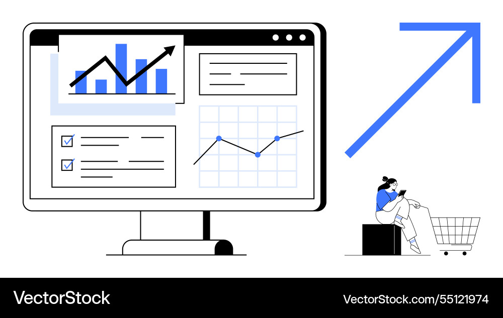 Data analytics dashboard with graphs and growing Data analytics dashboard with graphs and growing Vector Image