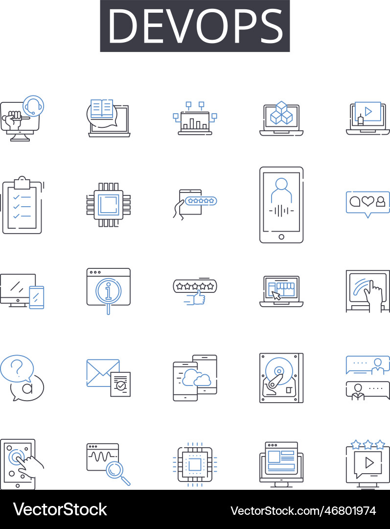Devops line icons collection agile development Devops line icons collection agile development vector image