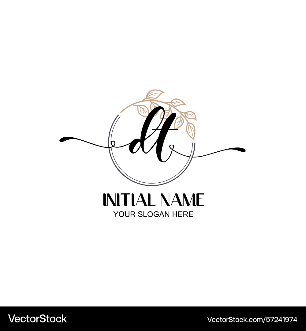 Elegant dt initial logo design with botanical Elegant dt initial logo design with botanical Vector Image