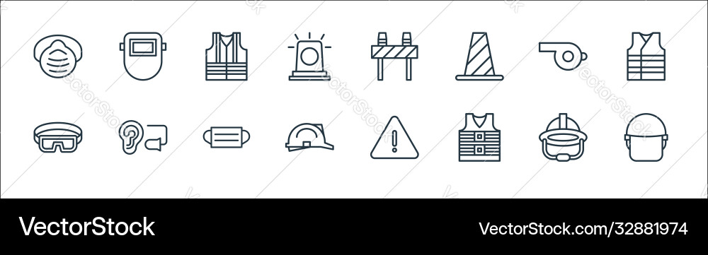 Flat rescue and protective line icons linear set Flat rescue and protective line icons linear set Vector Image