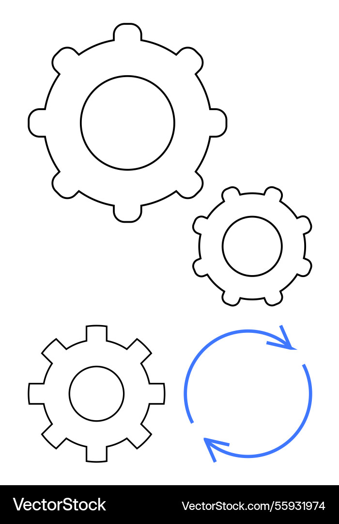 Gear system with rotation arrows symbolizing Gear system with rotation arrows symbolizing vector image