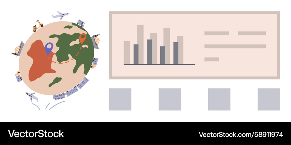 Global trade and data analysis with map bar Vector Image