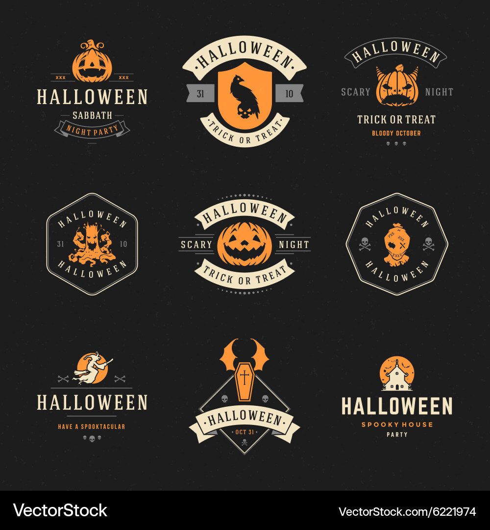 Halloween Badges & Labels Set Vector Image