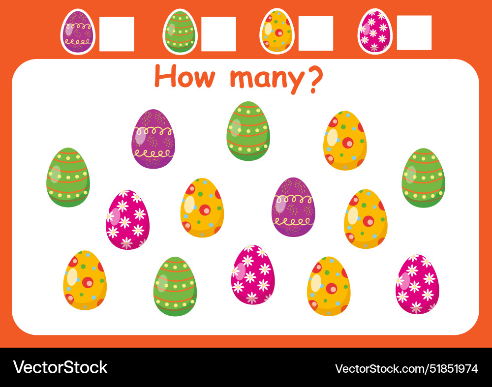 How many easter eggs are there counting game vector image