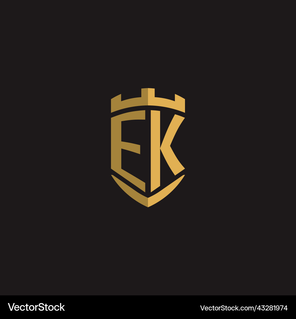 Initials ek logo monogram with shield style design vector image