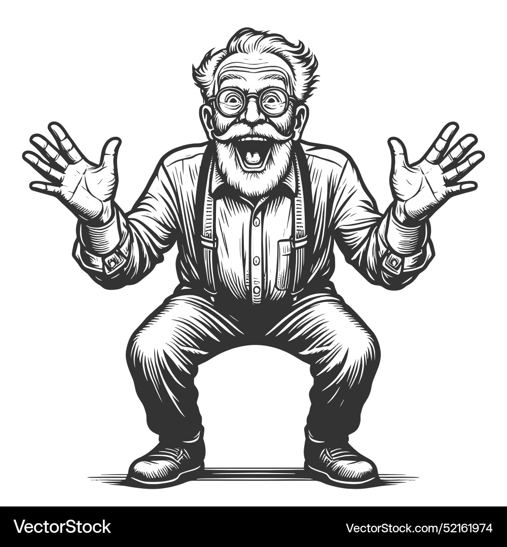 Joyful Elderly Man Excited Expression Royalty Free Vector