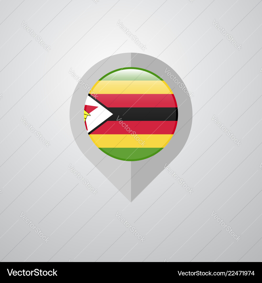 Karten-Navigationszeiger mit zimbabwe Flag Design vektorbild