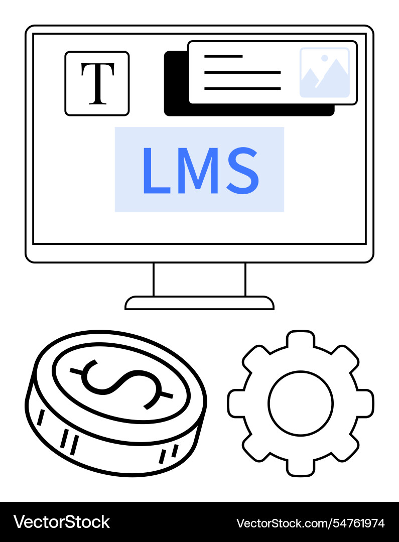 Learning management system symbolized by computer Learning management system symbolized by computer vector image
